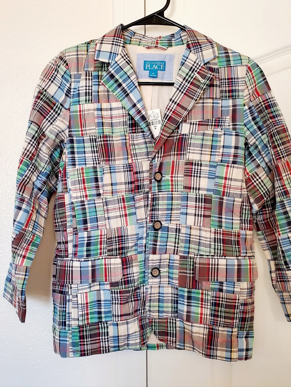 The Children's Place Patchwork Plaid Blazer - Multicolor Boys Size 8